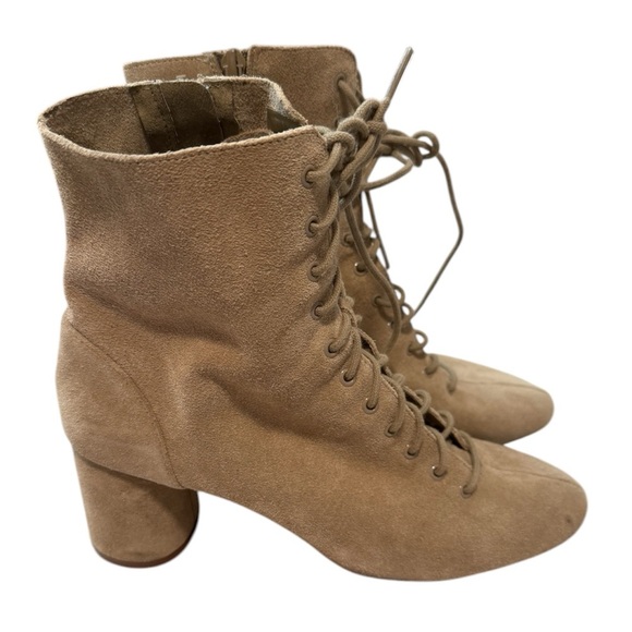 ZARA Beige Lace-Up Boots with Brown Soles bloggers favorite LACED ANKLE BOOTS - Brown | ZARA United States main image 3